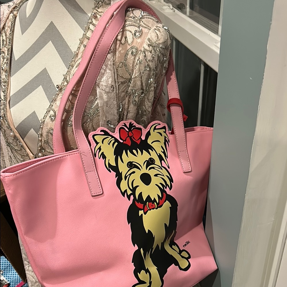 Marc Tetro Pink Tote Bag with Dog Print - Picture 9 of 12